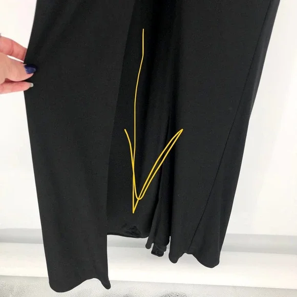 IEENA FOR MAC DUGGAL Jersey Gown 12 Black Long Sleeve Asymmetrical Ruched NWT - Picture 11 of 15